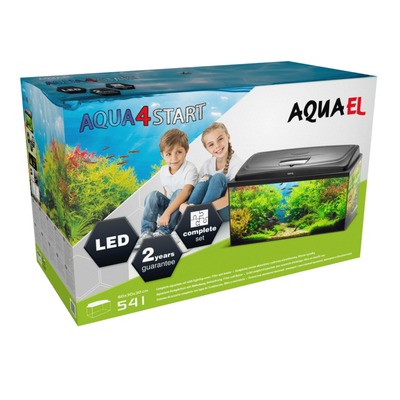 Akvárium AQUA4 START hranaté 60x30x30cm osvet+filter+ohriev+podložka